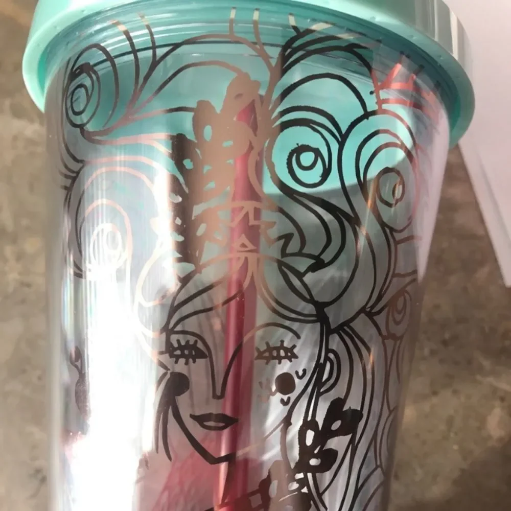 RARE STARBUCKS 2018 Holiday Rose Gold Mermaid Clear Cup Tumbler 16 oz. Brand new